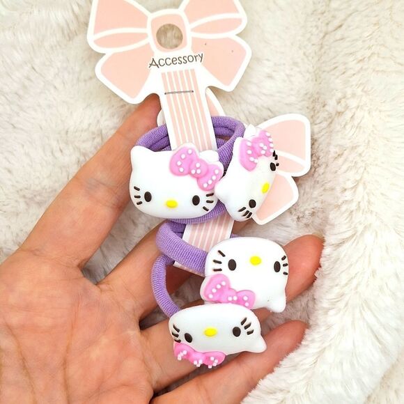 Hello kitty little girl pastel purple hair bands for kids set - Picture 2 of 4